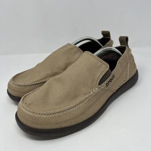 CROCS Walu Canvas Slip-On Comfort Loafers #11270 Tan Brown - Men's Size 12